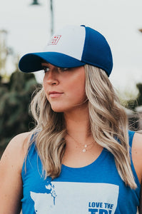 Blue White Red Square Trucker(snapback)