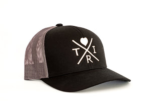 X Heart hat in black/charcoal with rose gold(snapback)