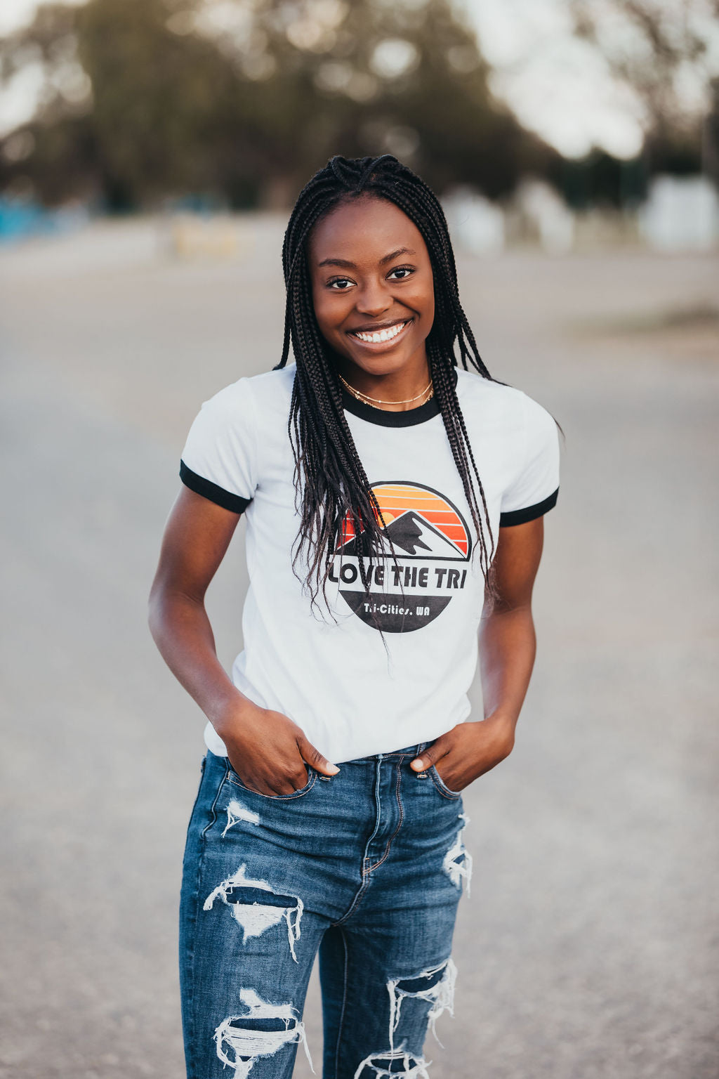 Black and store white ringer tee